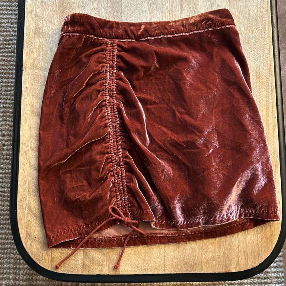 Free People Terracotta Velvet Mini skirt